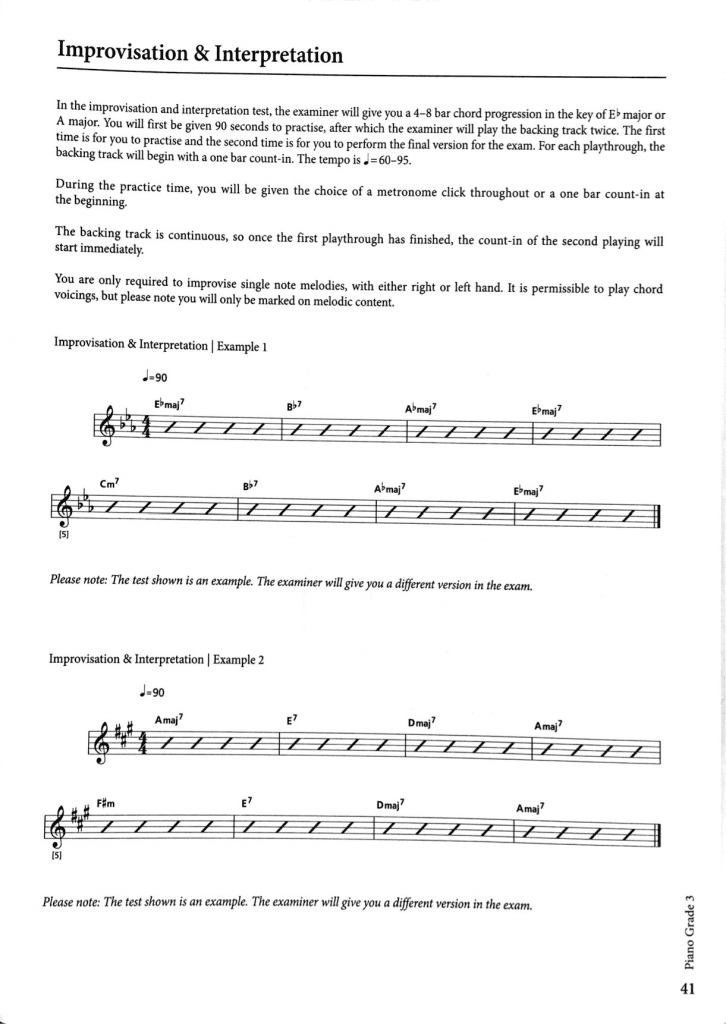Rockschool Piano Improvisation Example Grade 3