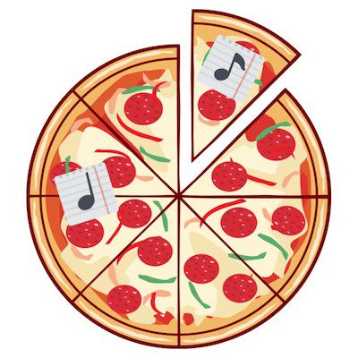 pizza slices with musical notes