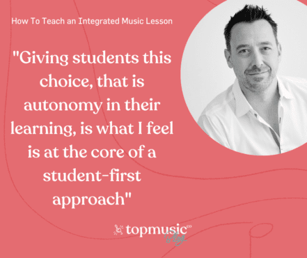 Tim's quote about teaching an integrated music lesson