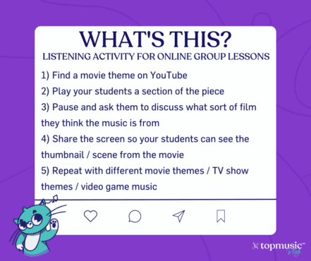 Instructions for "What's This?" a listening activity for online group piano lessons