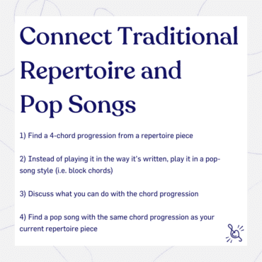connect traditional repertoire and pop songs
